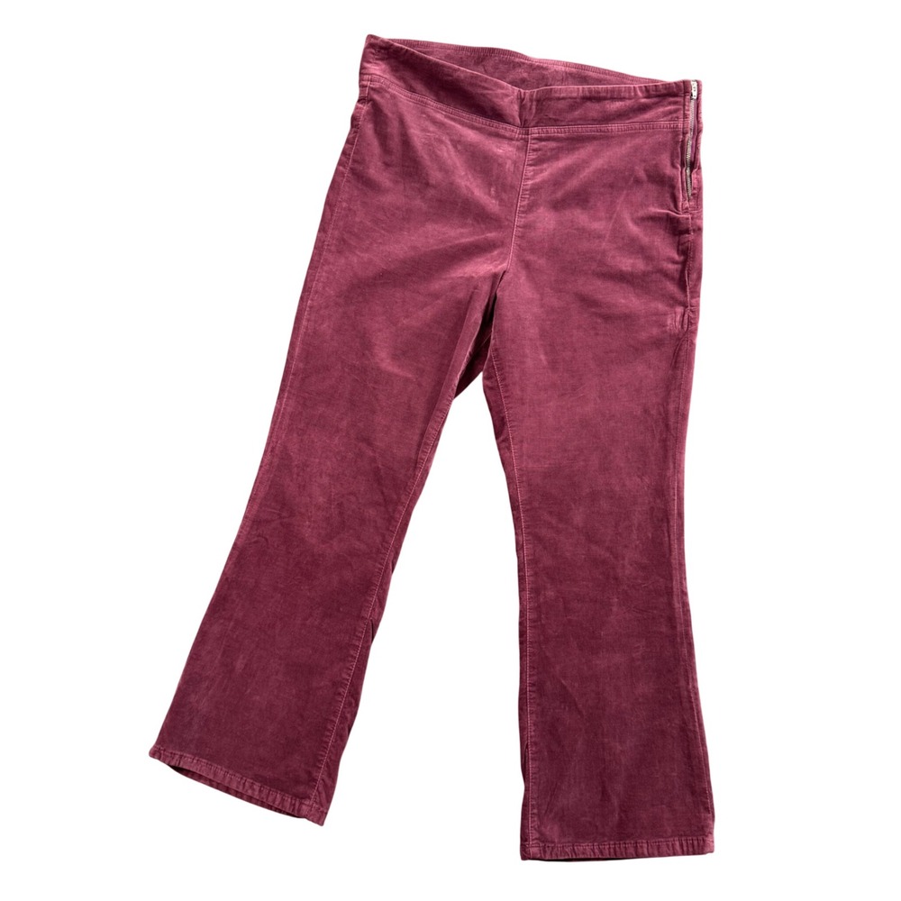 Free People Women L Y2K Boho Burgundy Corduroy Flare Pant Indie Sleaze Festival